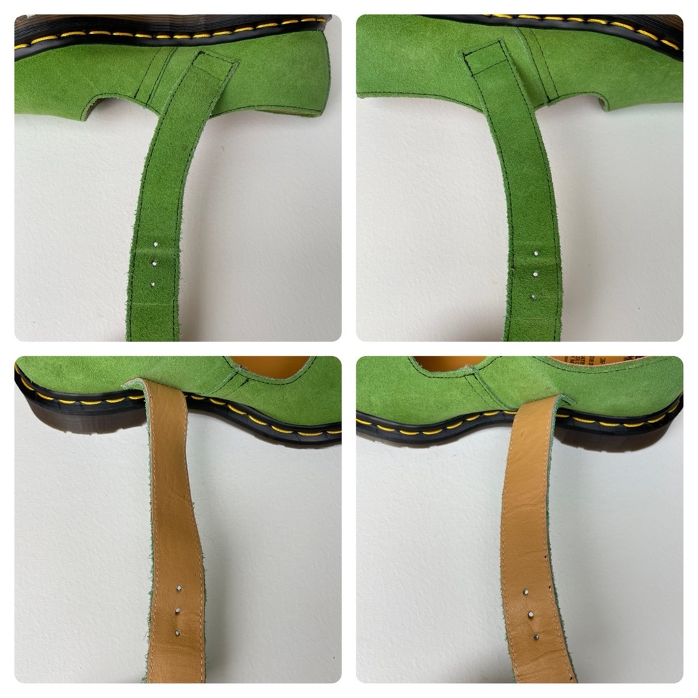 Vintage Dr. Martens England Green Suede Leather Point Toe Strap Mary Janes UK 4 - Picture 14 of 15